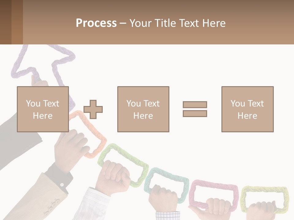 A Group Of People Holding Up A Sign With An Arrow PowerPoint Template