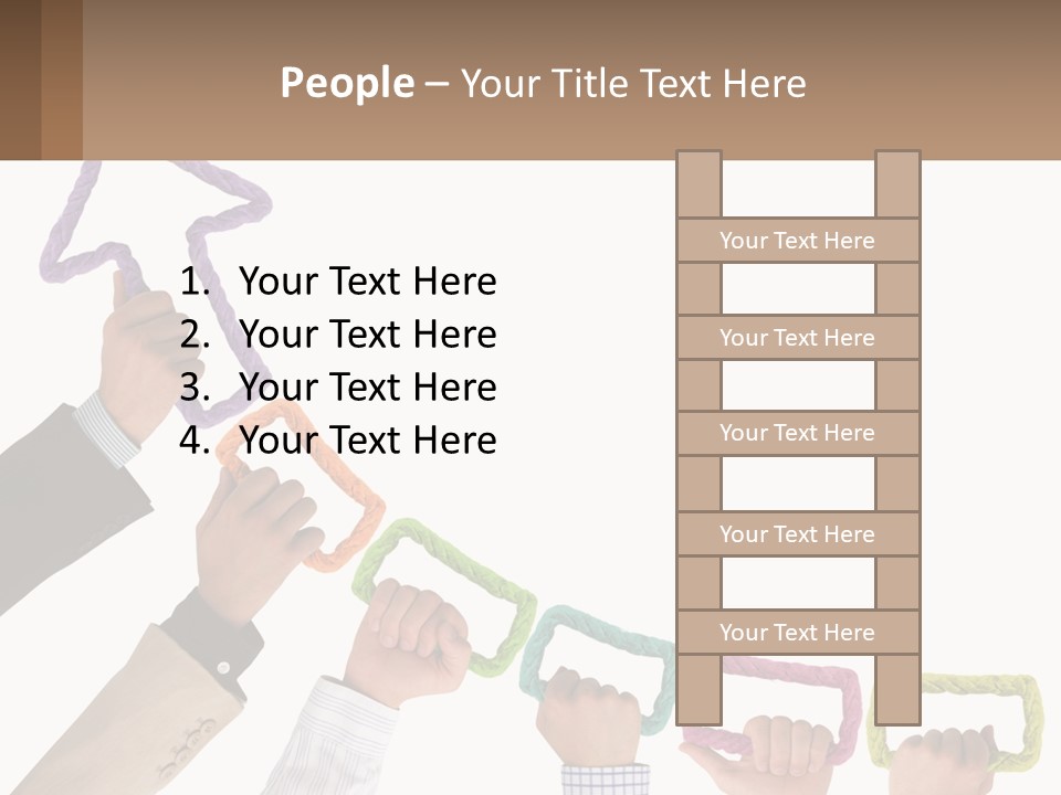 A Group Of People Holding Up A Sign With An Arrow PowerPoint Template