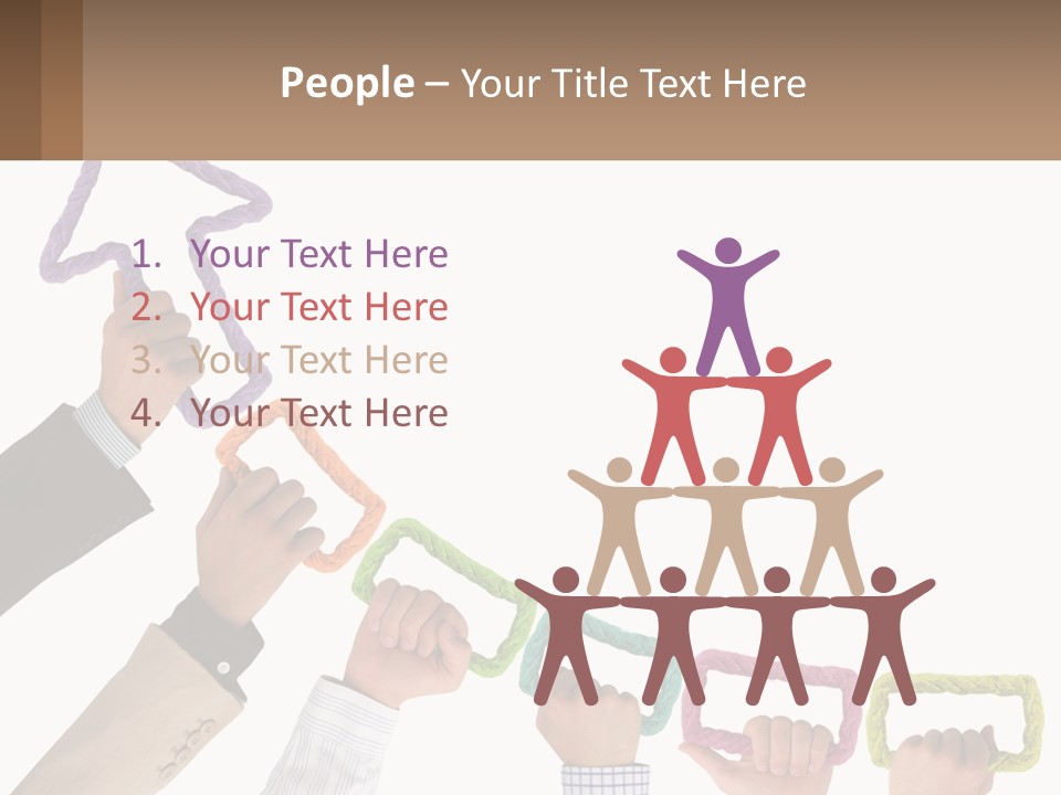 A Group Of People Holding Up A Sign With An Arrow PowerPoint Template