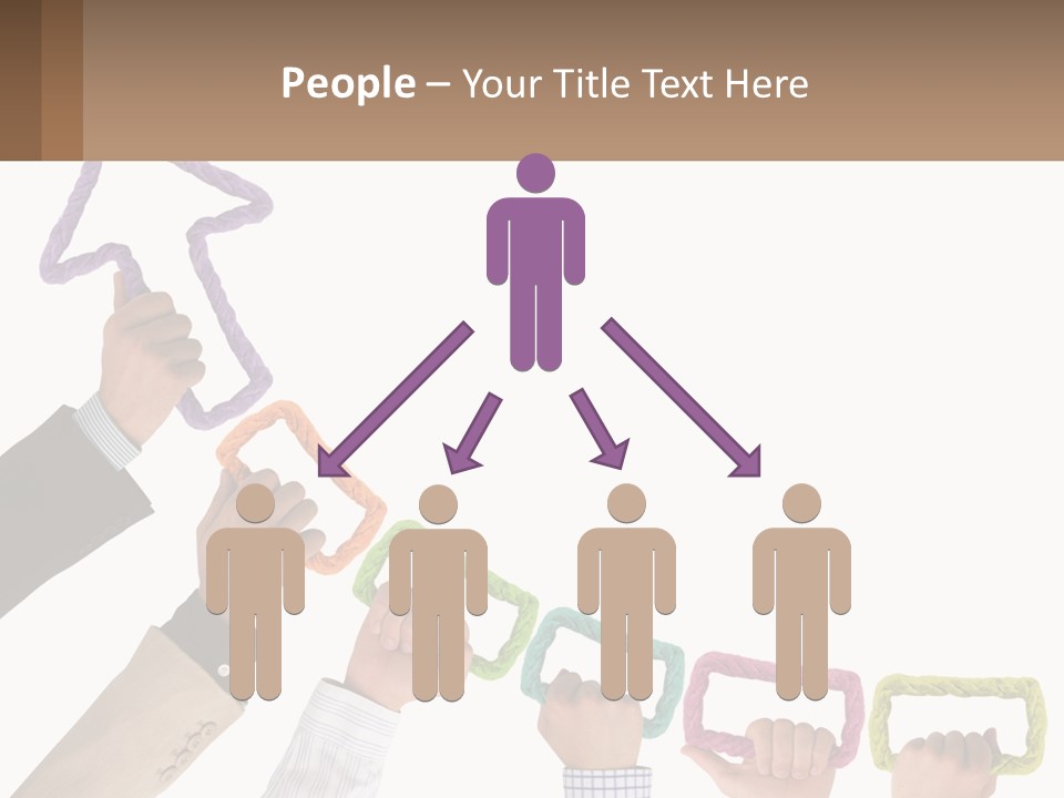 A Group Of People Holding Up A Sign With An Arrow PowerPoint Template