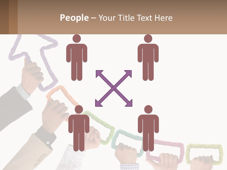 A Group Of People Holding Up A Sign With An Arrow PowerPoint Template