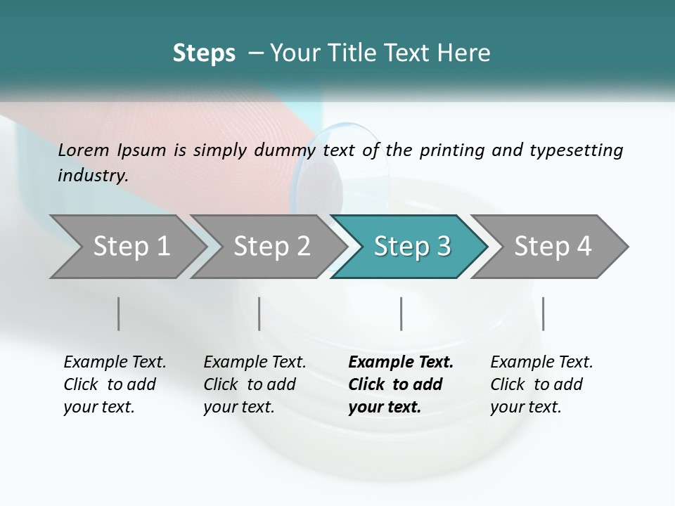 A Finger Touching A Container With A Blue Lid PowerPoint Template