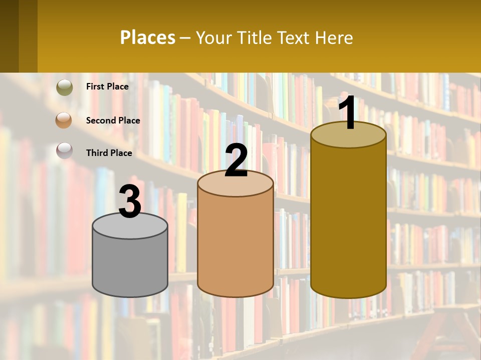 A Library Filled With Lots Of Books On Shelves PowerPoint Template