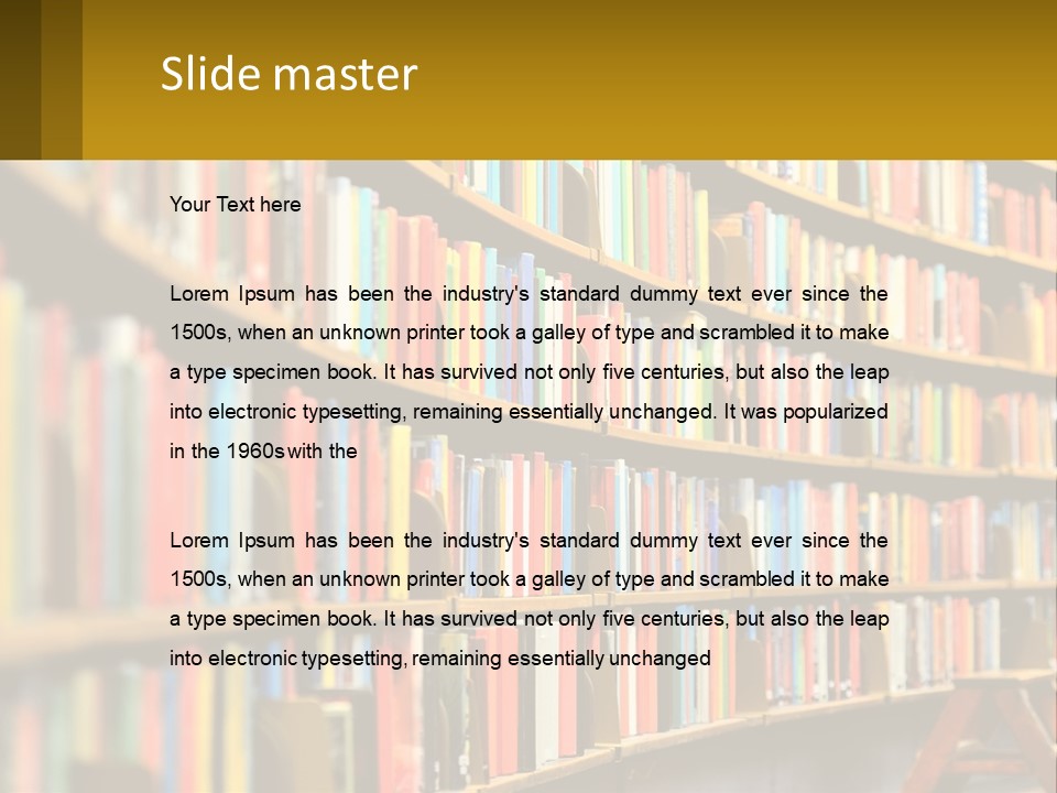 A Library Filled With Lots Of Books On Shelves PowerPoint Template