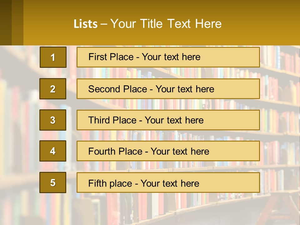 A Library Filled With Lots Of Books On Shelves PowerPoint Template