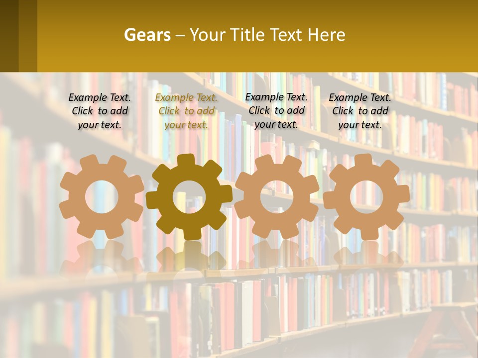 A Library Filled With Lots Of Books On Shelves PowerPoint Template