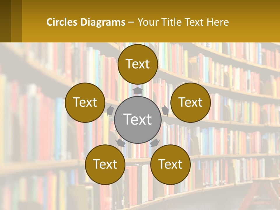 A Library Filled With Lots Of Books On Shelves PowerPoint Template