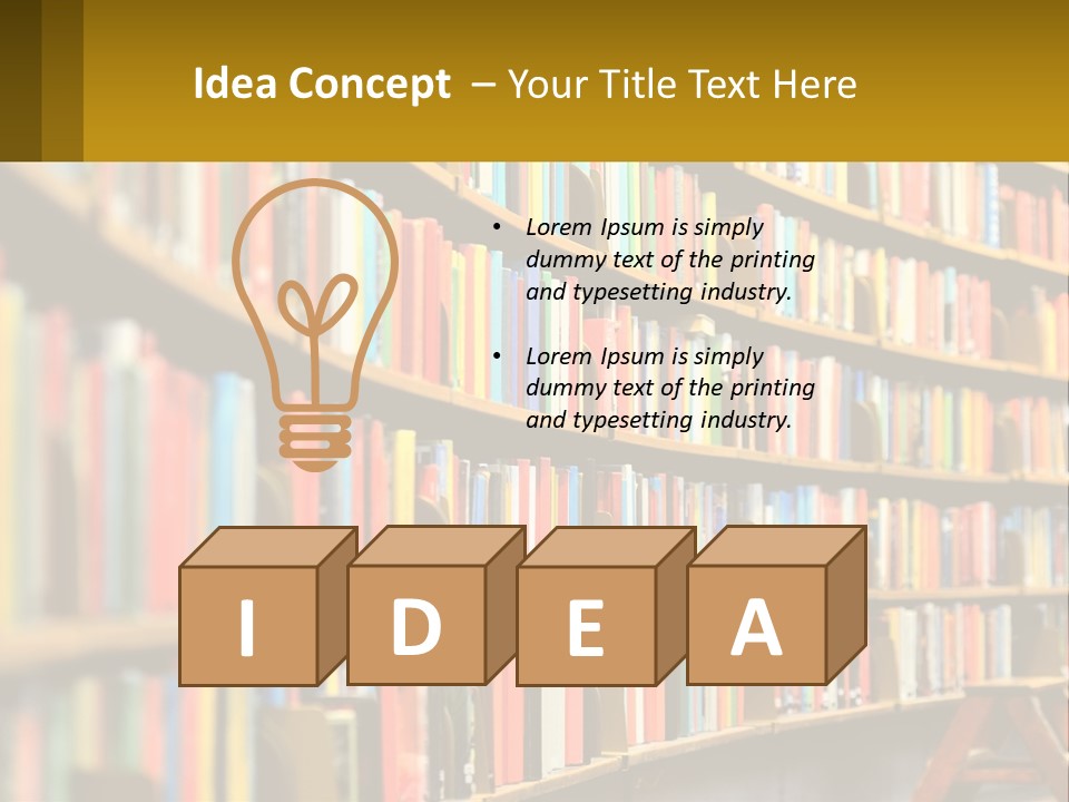 A Library Filled With Lots Of Books On Shelves PowerPoint Template