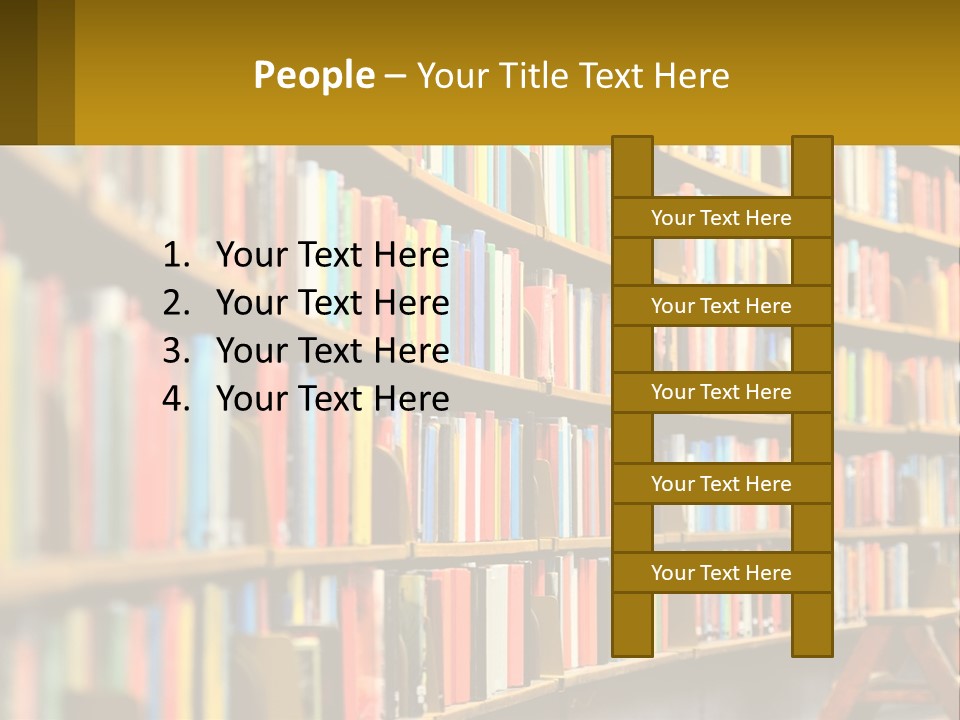 A Library Filled With Lots Of Books On Shelves PowerPoint Template