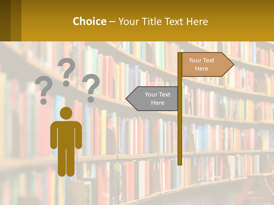 A Library Filled With Lots Of Books On Shelves PowerPoint Template