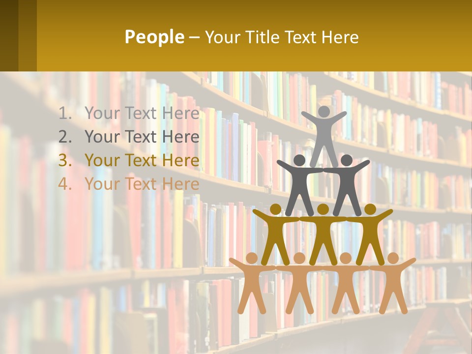 A Library Filled With Lots Of Books On Shelves PowerPoint Template