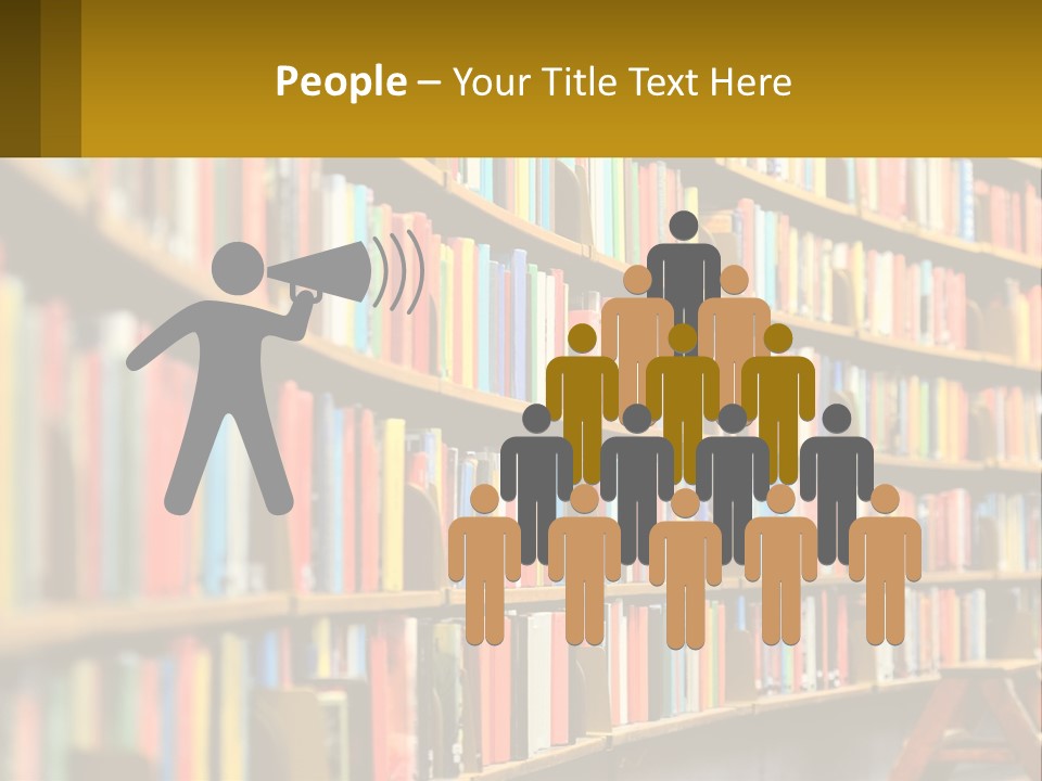 A Library Filled With Lots Of Books On Shelves PowerPoint Template