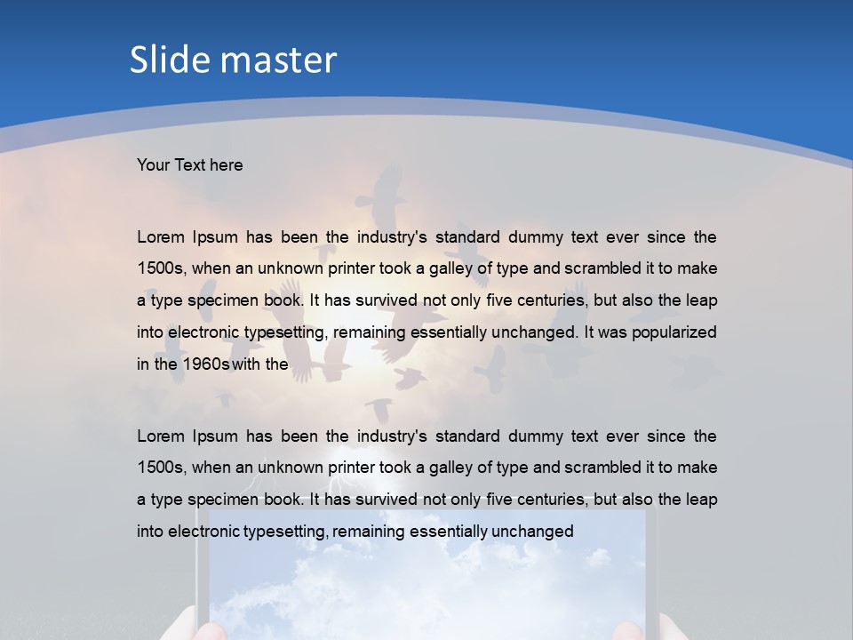 A Person Holding A Tablet With A Sky Background PowerPoint Template