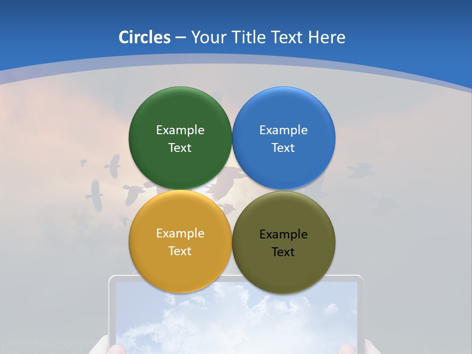 A Person Holding A Tablet With A Sky Background PowerPoint Template