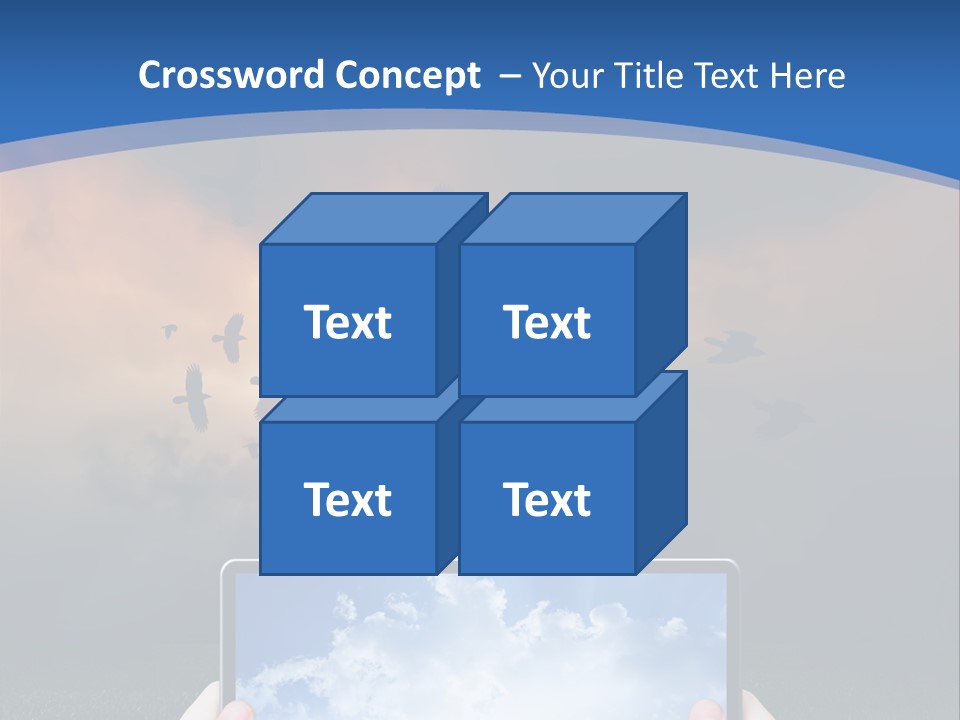 A Person Holding A Tablet With A Sky Background PowerPoint Template
