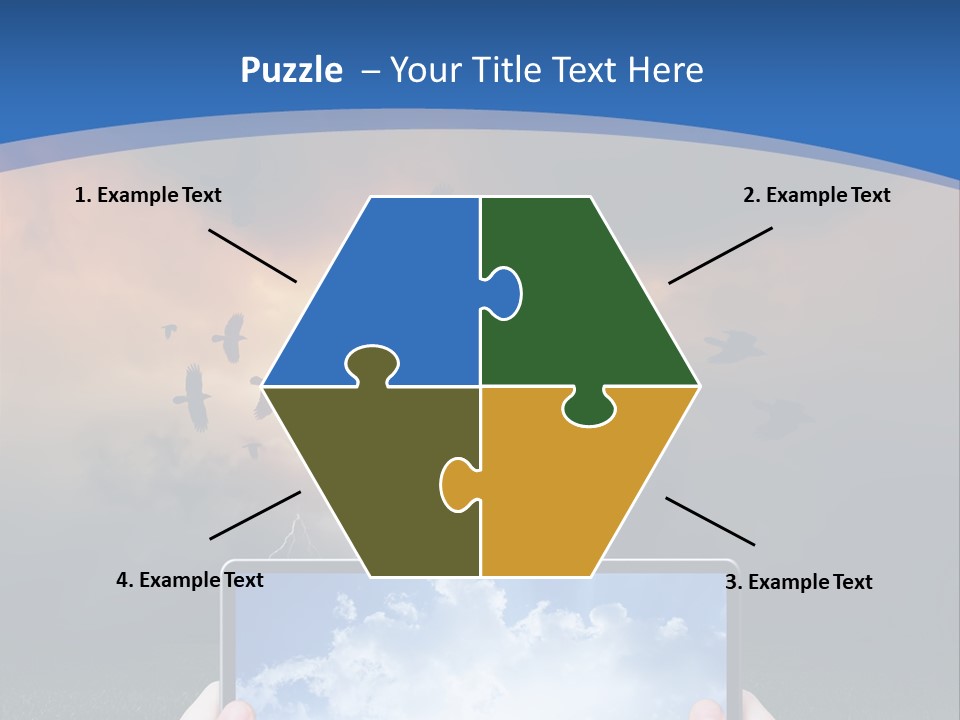 A Person Holding A Tablet With A Sky Background PowerPoint Template