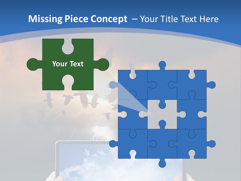 A Person Holding A Tablet With A Sky Background PowerPoint Template