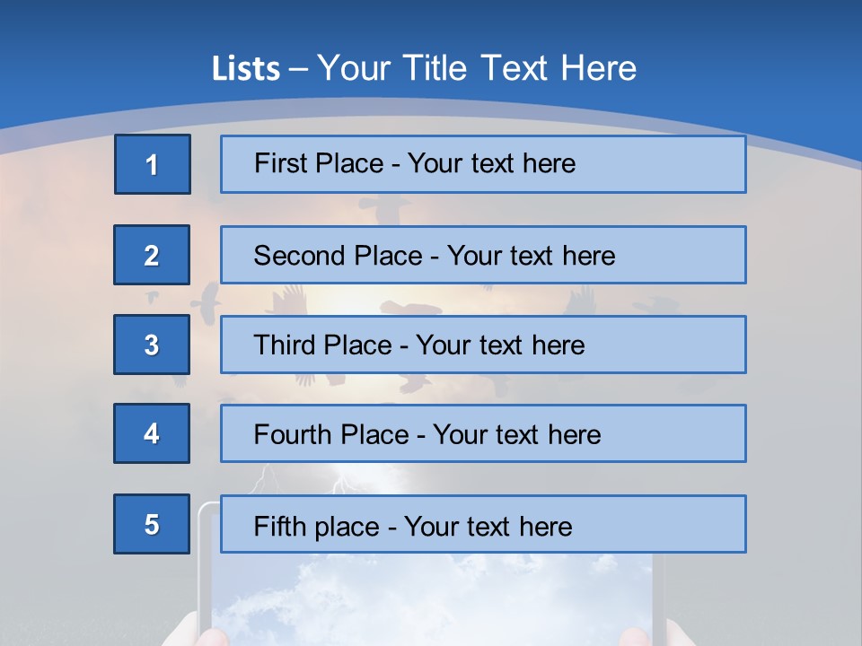 A Person Holding A Tablet With A Sky Background PowerPoint Template