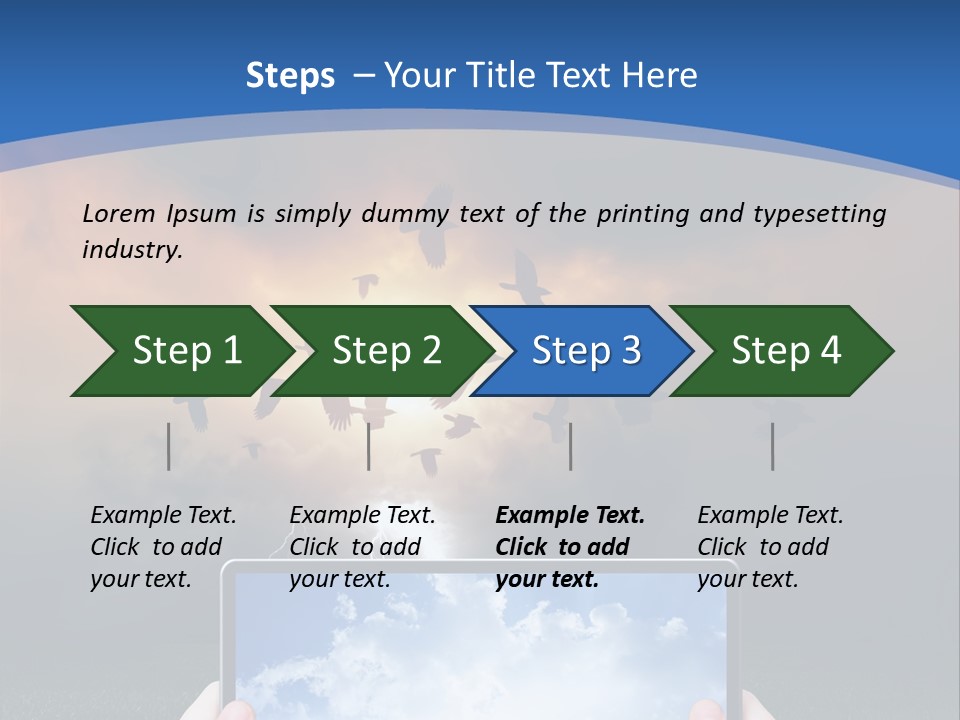 A Person Holding A Tablet With A Sky Background PowerPoint Template