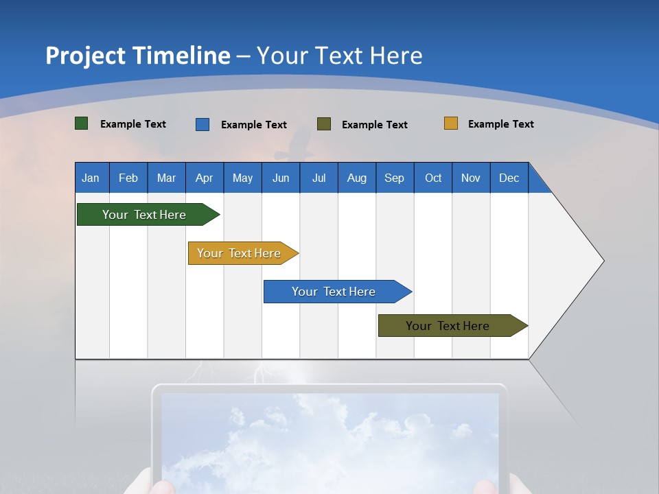 A Person Holding A Tablet With A Sky Background PowerPoint Template