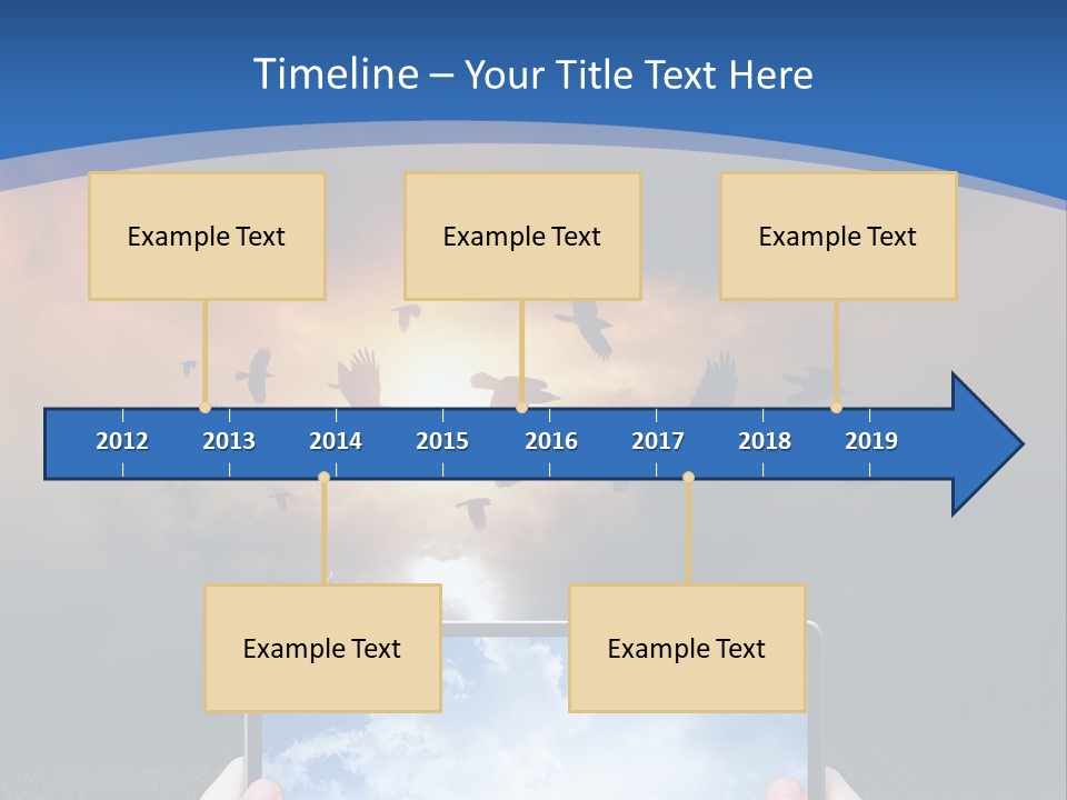 A Person Holding A Tablet With A Sky Background PowerPoint Template
