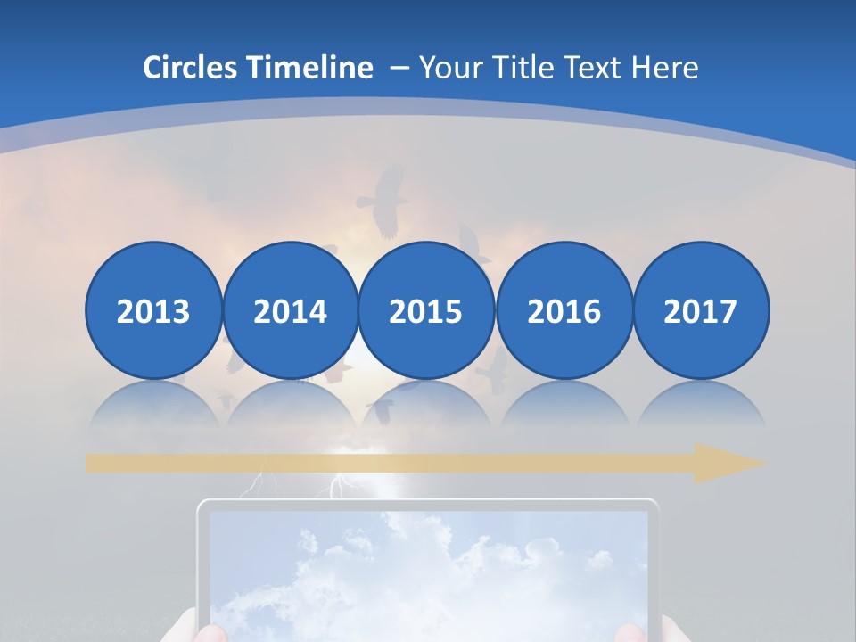 A Person Holding A Tablet With A Sky Background PowerPoint Template