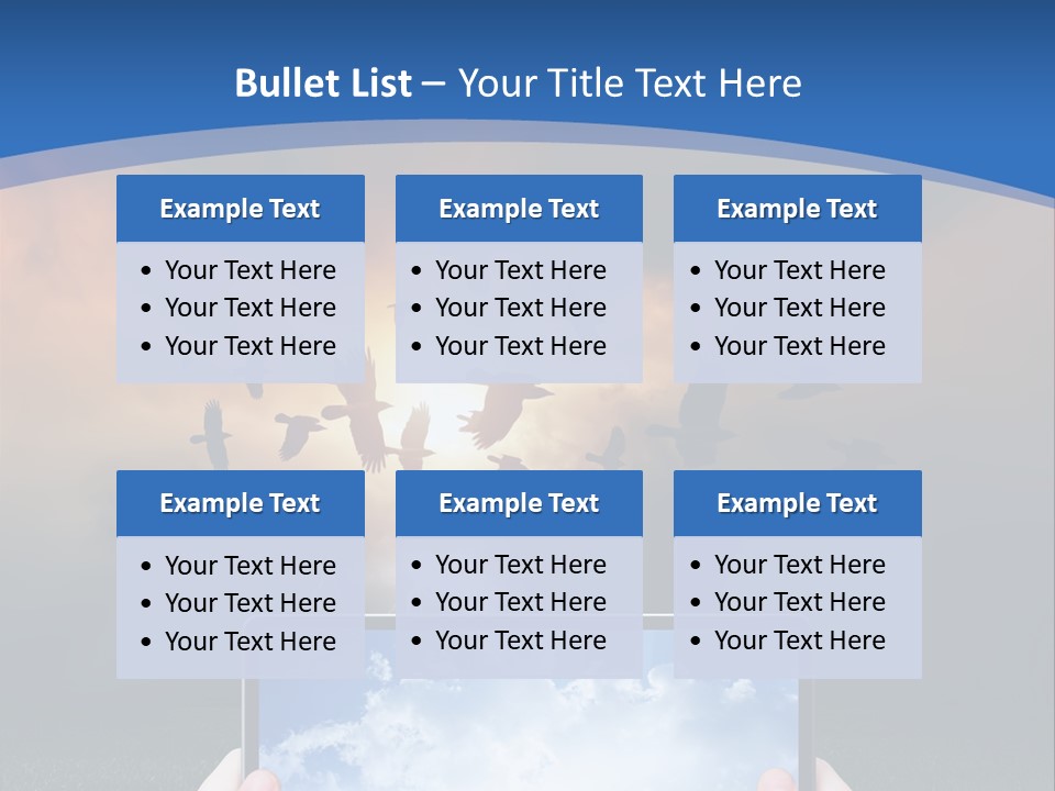 A Person Holding A Tablet With A Sky Background PowerPoint Template