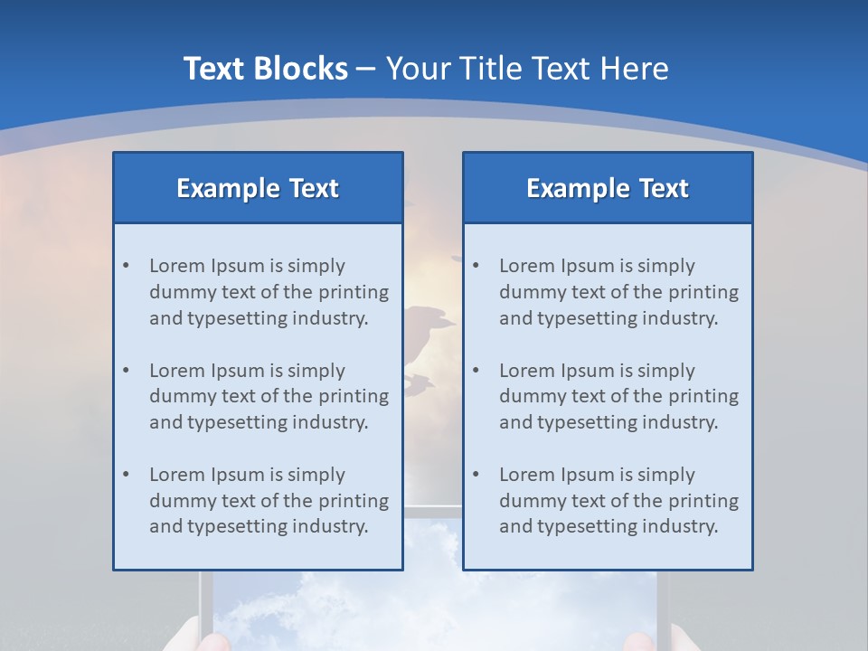 A Person Holding A Tablet With A Sky Background PowerPoint Template