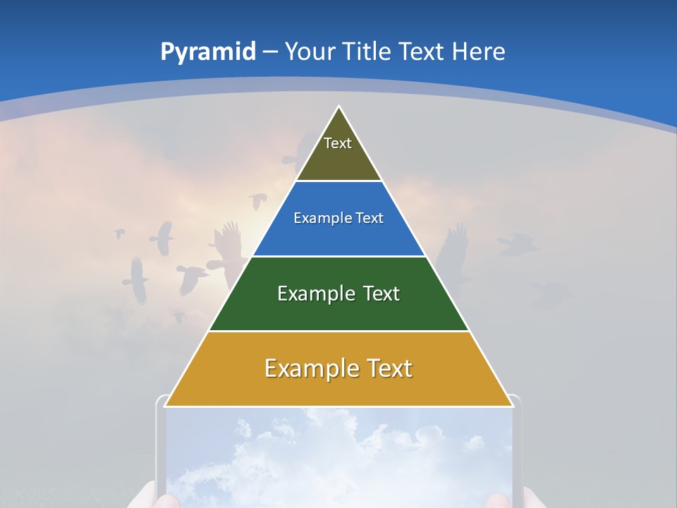 A Person Holding A Tablet With A Sky Background PowerPoint Template