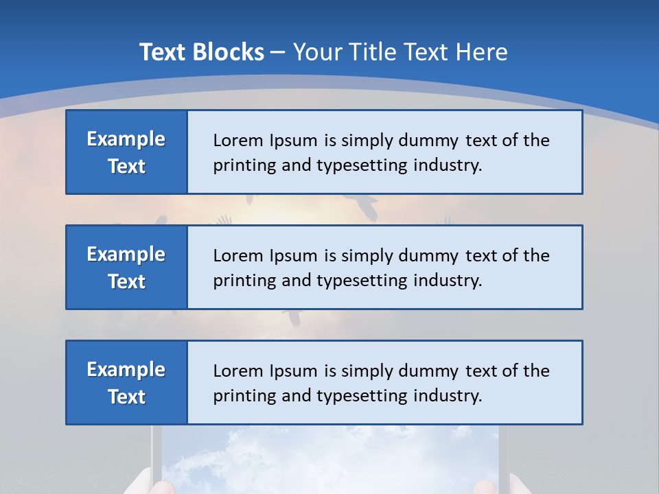 A Person Holding A Tablet With A Sky Background PowerPoint Template