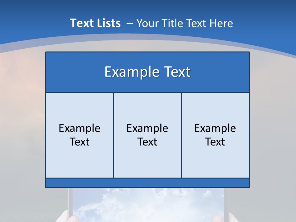 A Person Holding A Tablet With A Sky Background PowerPoint Template
