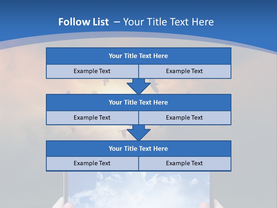 A Person Holding A Tablet With A Sky Background PowerPoint Template