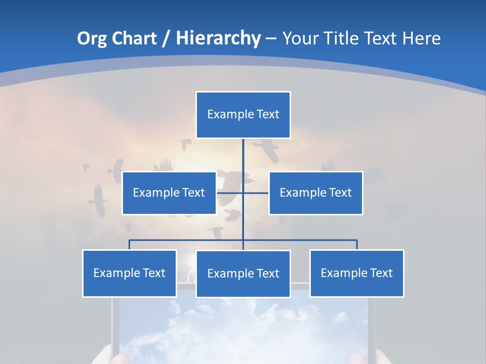A Person Holding A Tablet With A Sky Background PowerPoint Template