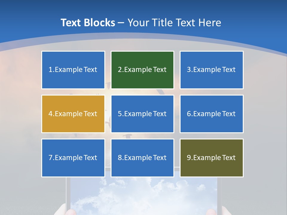 A Person Holding A Tablet With A Sky Background PowerPoint Template