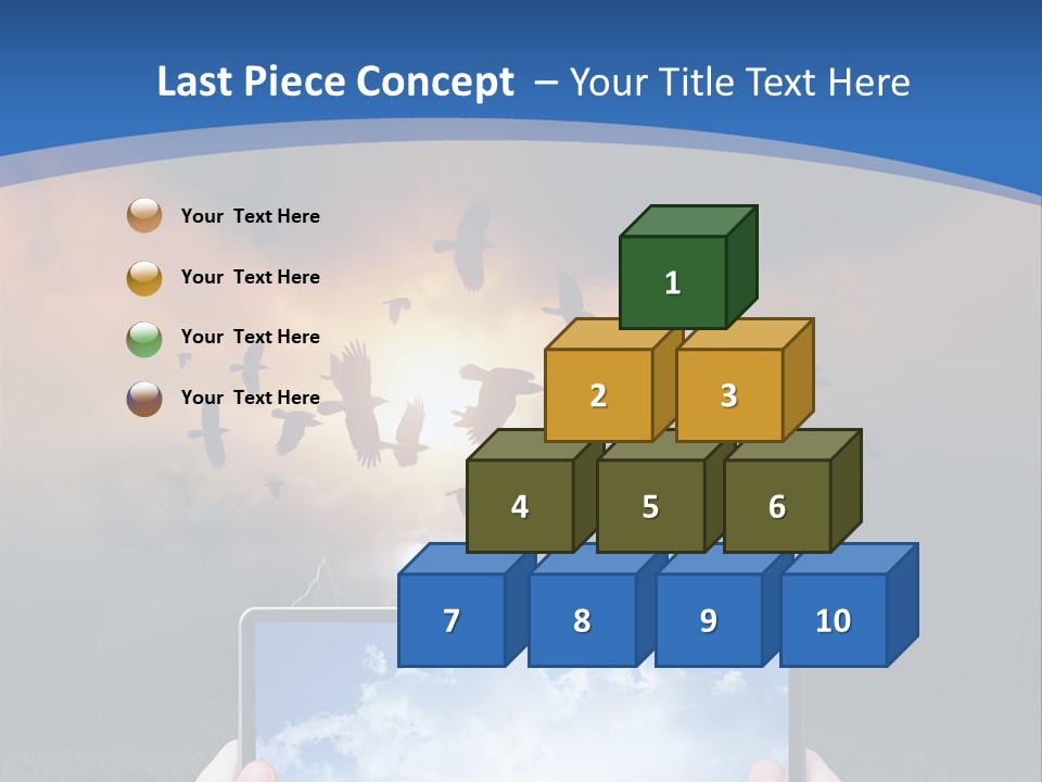 A Person Holding A Tablet With A Sky Background PowerPoint Template