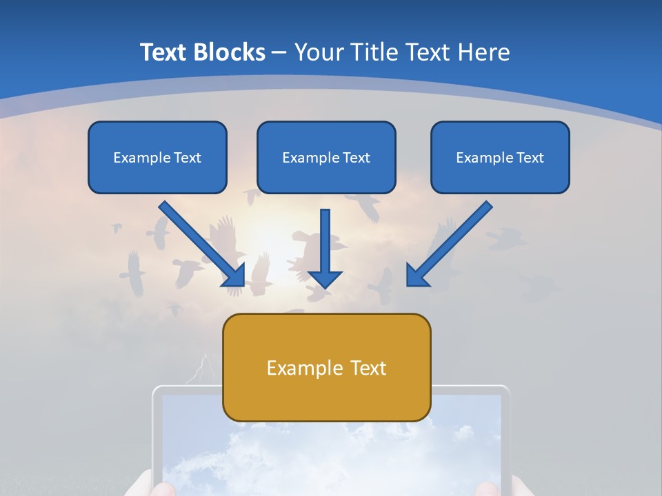 A Person Holding A Tablet With A Sky Background PowerPoint Template