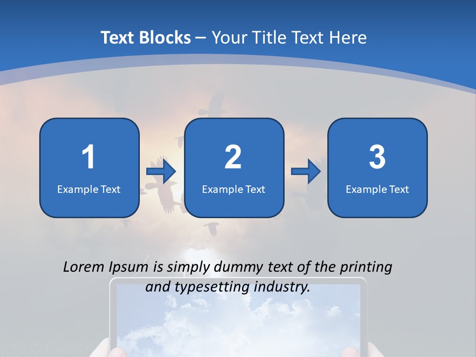 A Person Holding A Tablet With A Sky Background PowerPoint Template