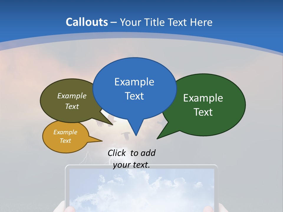 A Person Holding A Tablet With A Sky Background PowerPoint Template