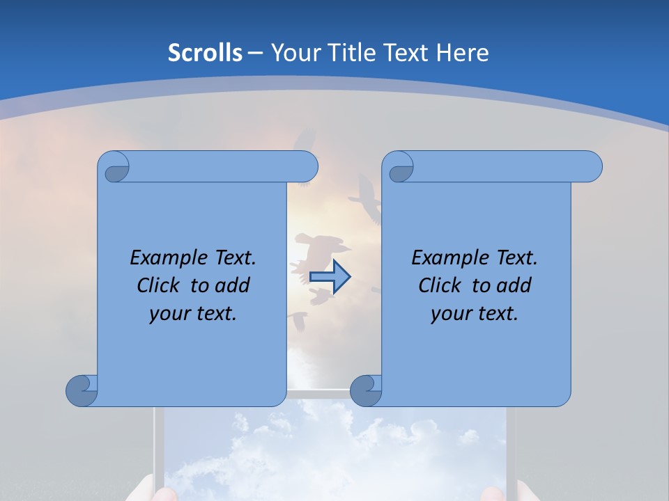 A Person Holding A Tablet With A Sky Background PowerPoint Template