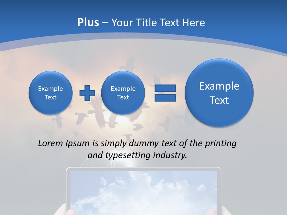 A Person Holding A Tablet With A Sky Background PowerPoint Template