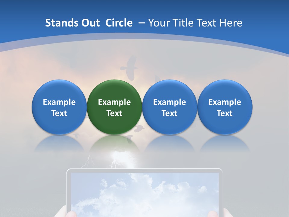 A Person Holding A Tablet With A Sky Background PowerPoint Template