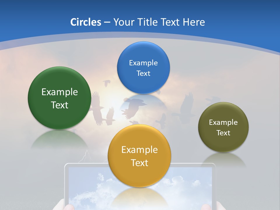 A Person Holding A Tablet With A Sky Background PowerPoint Template