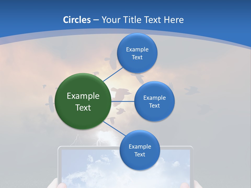 A Person Holding A Tablet With A Sky Background PowerPoint Template