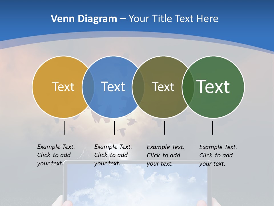 A Person Holding A Tablet With A Sky Background PowerPoint Template