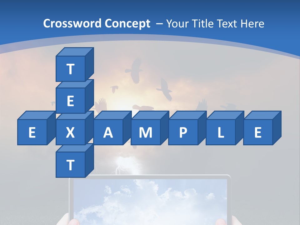 A Person Holding A Tablet With A Sky Background PowerPoint Template