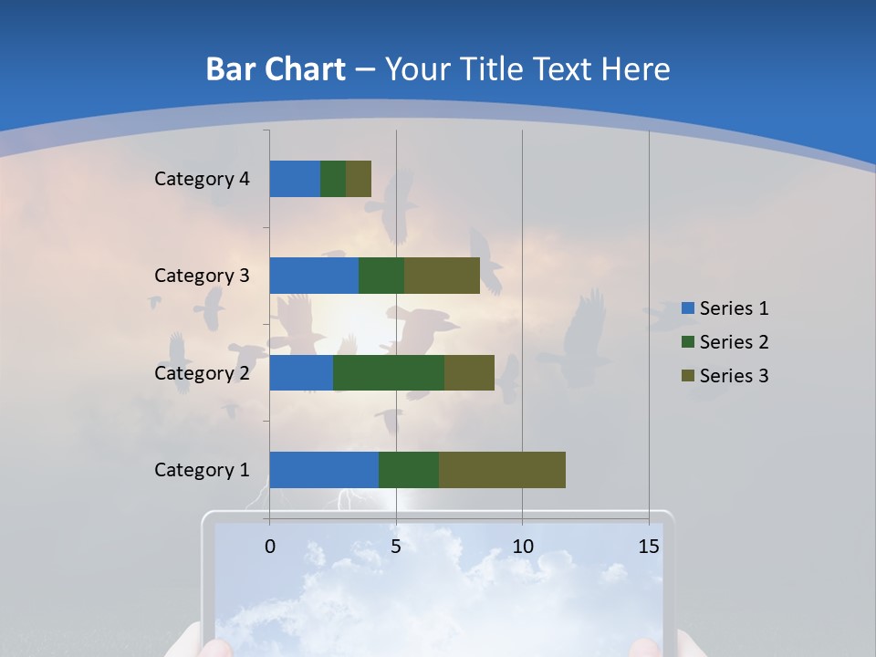 A Person Holding A Tablet With A Sky Background PowerPoint Template