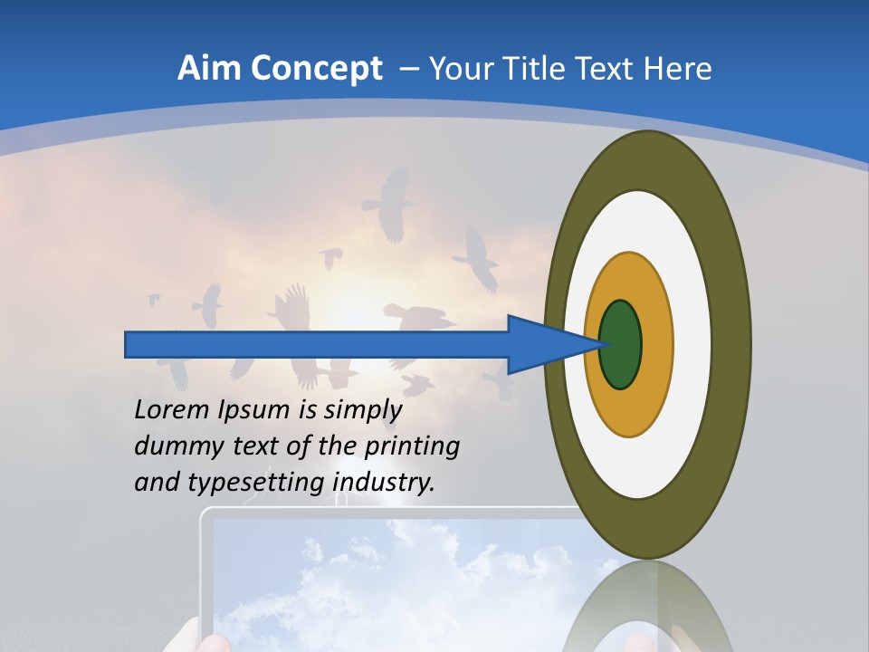 A Person Holding A Tablet With A Sky Background PowerPoint Template