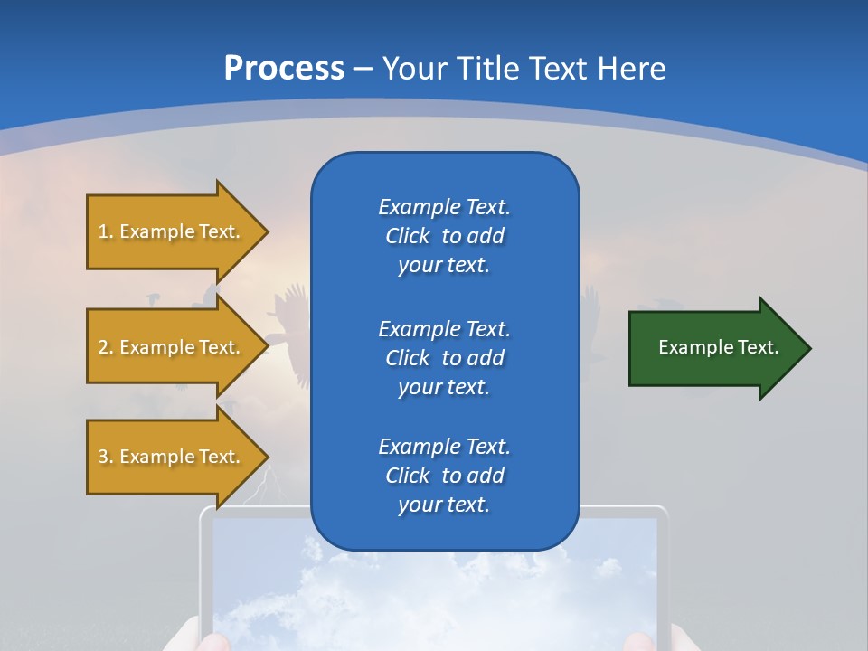 A Person Holding A Tablet With A Sky Background PowerPoint Template