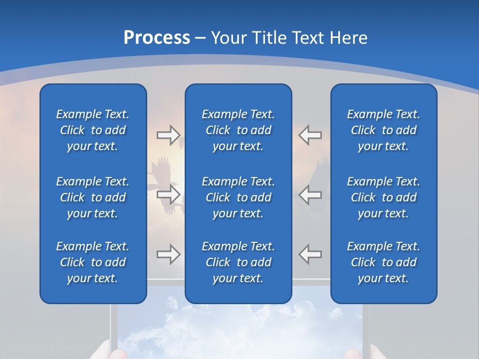A Person Holding A Tablet With A Sky Background PowerPoint Template