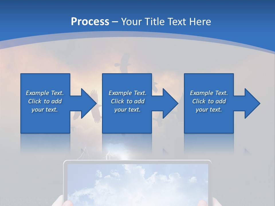 A Person Holding A Tablet With A Sky Background PowerPoint Template